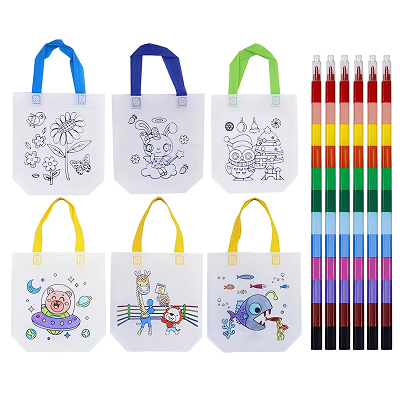 Children Graffiti Bag Drawing Toys 12color crayons Early Education Educational Toy Parent-child Interaction Storage Bag TMZ