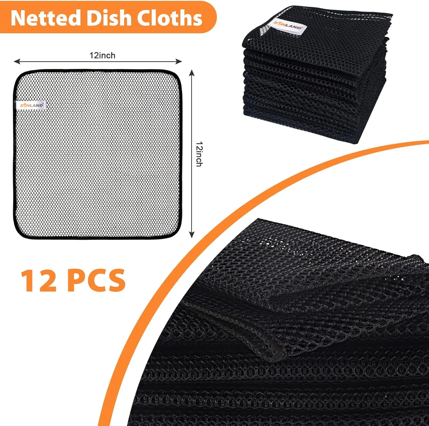 Mesh Dish Cloths for Washing Dishes No Odor Dishes Scrubber for Kitchen-Fast Drying and Easy to Clean Mesh Dishes Cloth 12 Pack