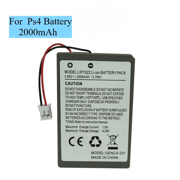 4.5mm Plug Li-ion Rechargeable Battery Pack for PS4 Slim LIP1522  Wireless Controller Playstation GamePad 2000mah PS4 Battery