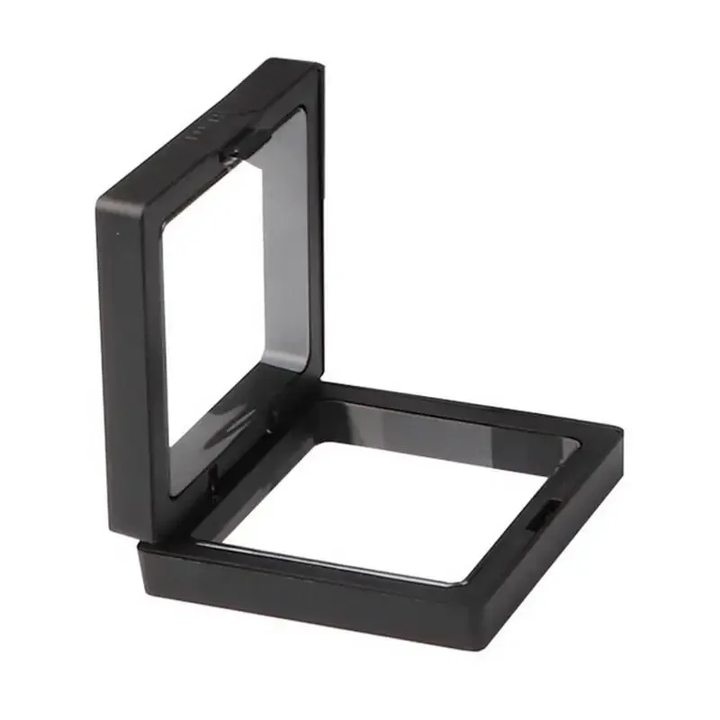 Jewelry Organizer 3D Floating Frame With Base Stand Coin Storage Box Rectangular Display Case Suspension Necklace Earring