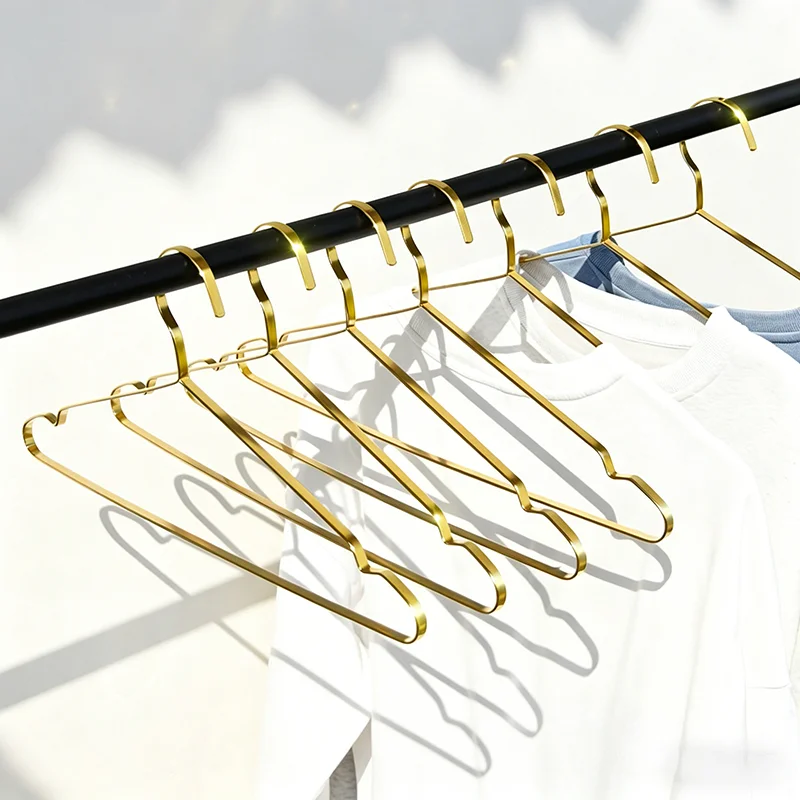 

5/10pcs Stainless Steel Clothes Hangers 40-47cm Large Adult Hangers Non-slip Storage Racks For Coat Sweater Dress T-shirt Drying