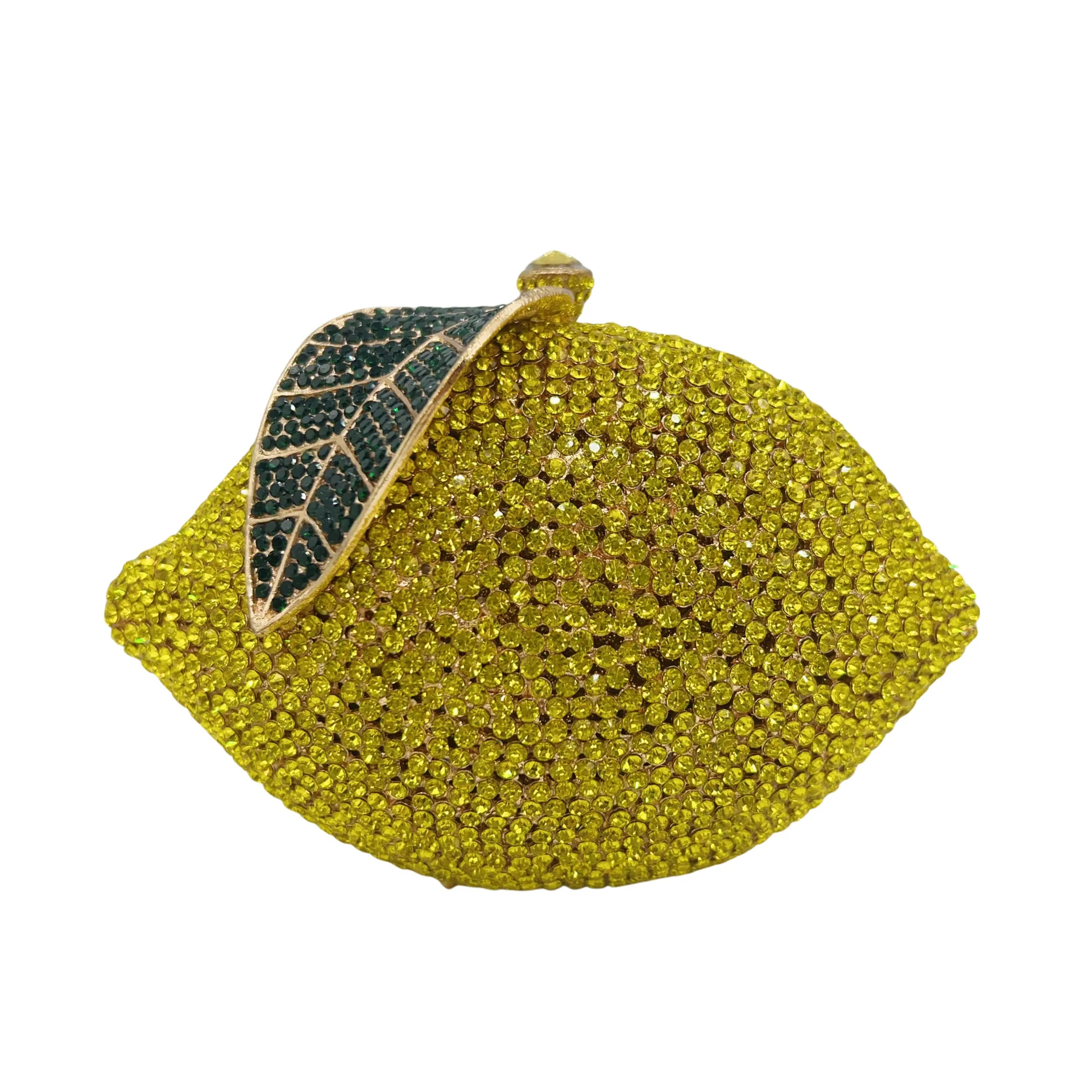 

Yellow Lemon Shape Crystal Evening Bag Clutches Bridal Luxury Diamond Clutch Purse Wedding Party Rhinestone Handbag Prom Pouch