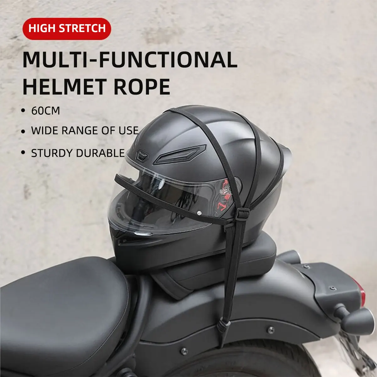 1pc 60CM Motorcycle Helmet Straps Hook Luggage Retractable Elastic Rope Fixed Strap Motor Helmet Luggage Net Camping Accessories