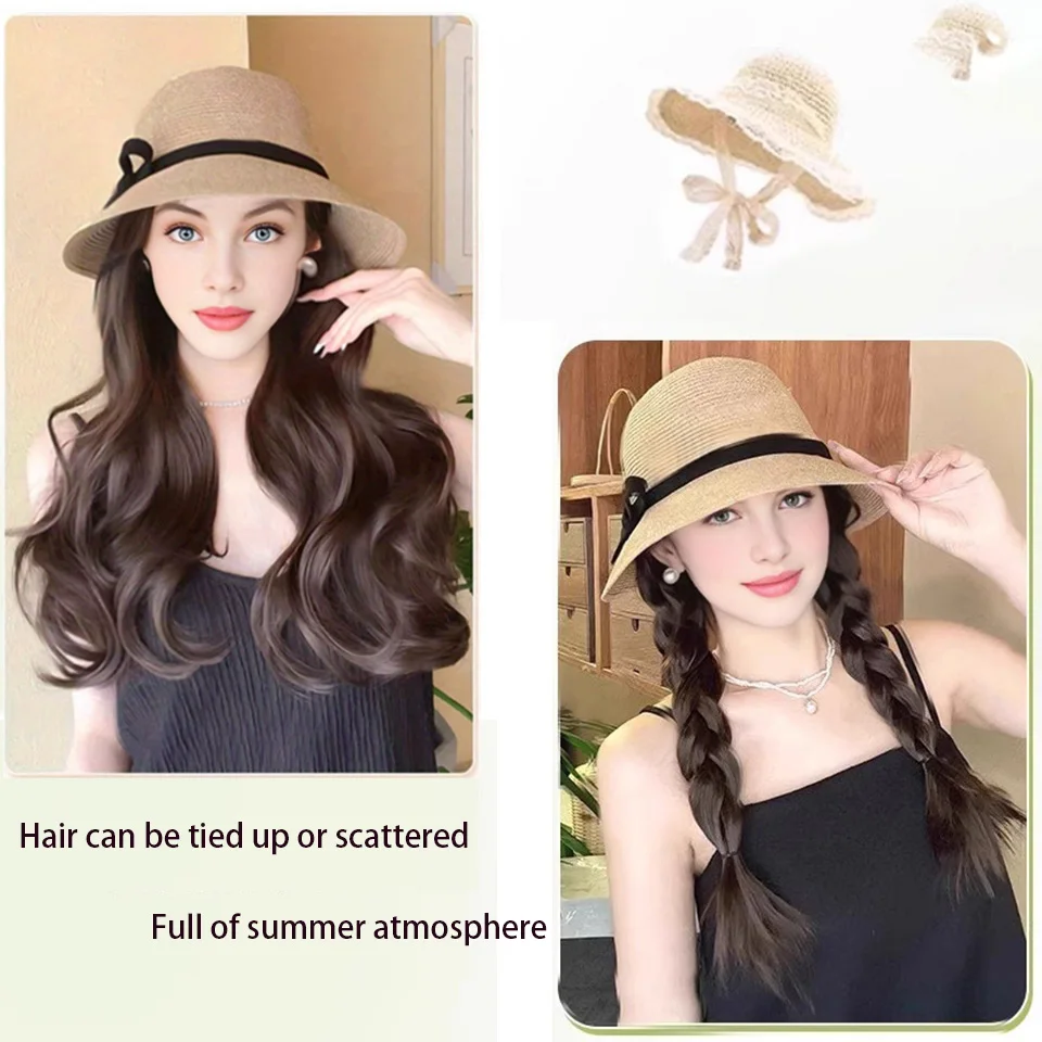 Fisherman hat wig Curly  Wig For Women Synthetic Wig Beginners Friendly Heat Resistant For Daily Use