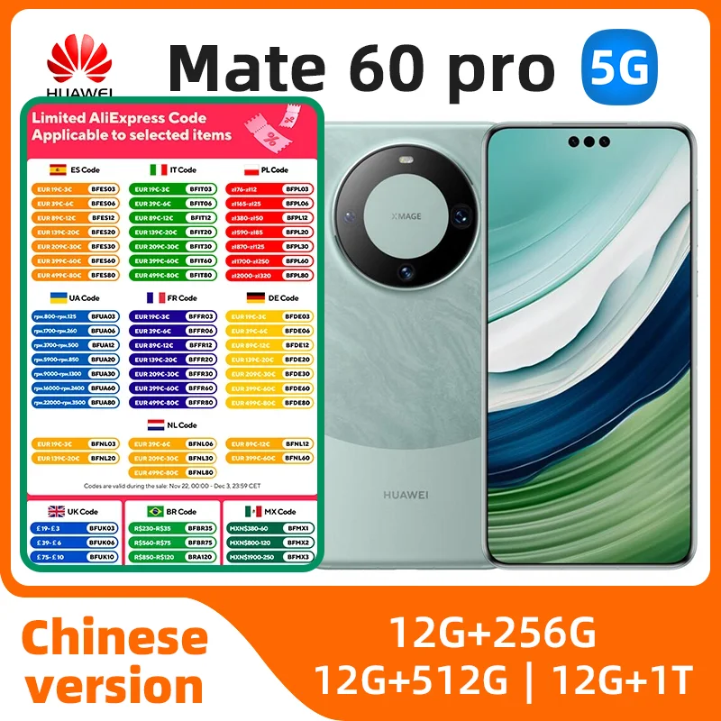 Huawei Mate 60 Pro Mobile Phone 6.82 Inches OLED 120Hz Screen Kirin 9000S HarmonyOS 4.0 Battery 5000mAh Smartphone used phone