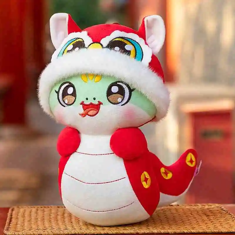 2025 Anno del serpente Bambola Elegante Anno del serpente Mascotte Danza del leone Buona fortuna Carino stile cinese Peluche Ornamento Regalo per i migliori amici