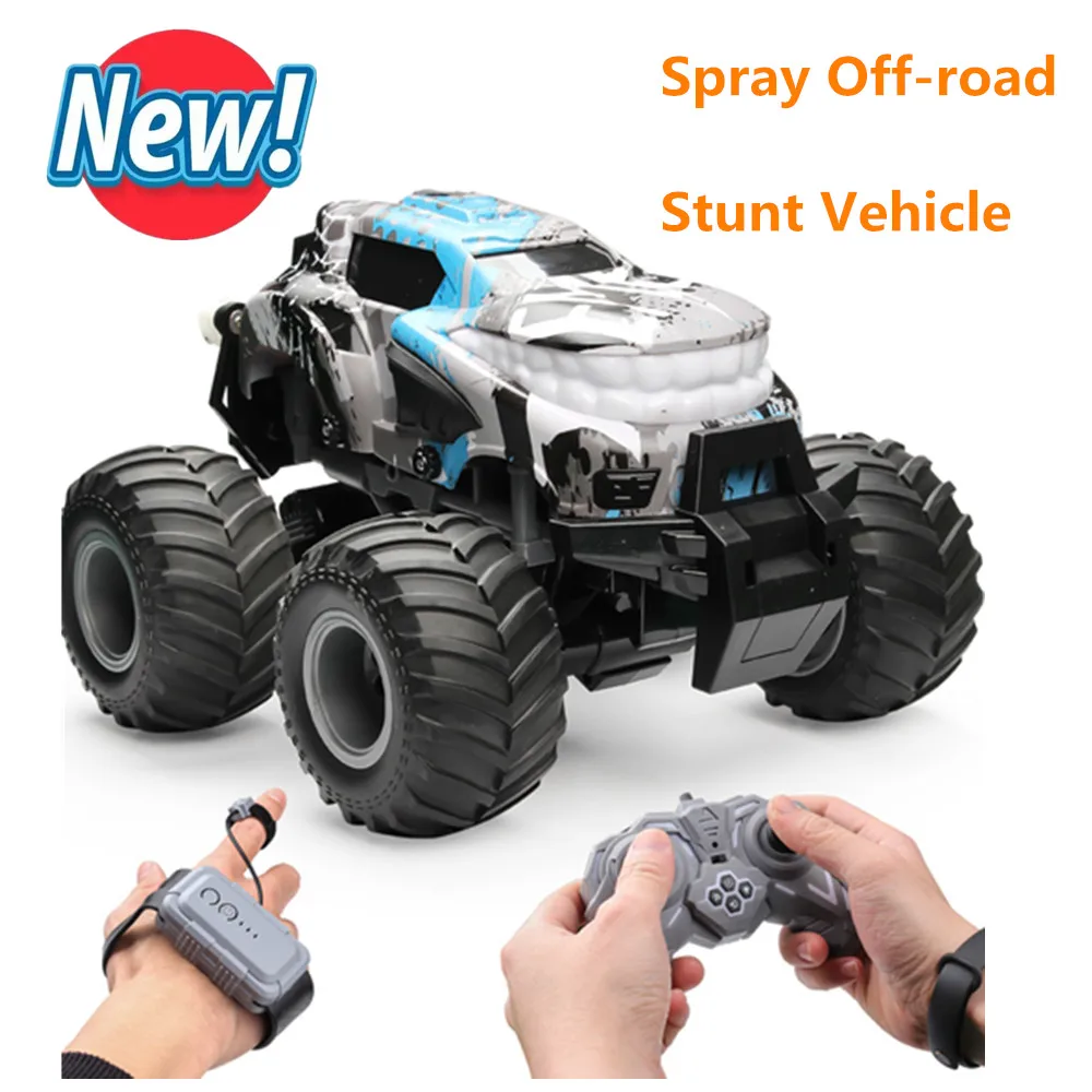 2024 New Remote Control Car Spray Off-Road Vehicle 2.4G Radio Gesture Induction Music Light Electronic Toy For Kids Boy