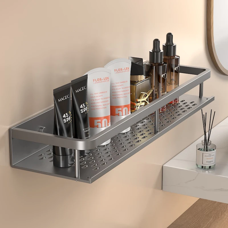 Bathroom Shelf Aluminum Kitchen Shelf Wall Mounted Spice Organizer Rust and Moisture Resistant Bathroom Toiletries Storage Racks