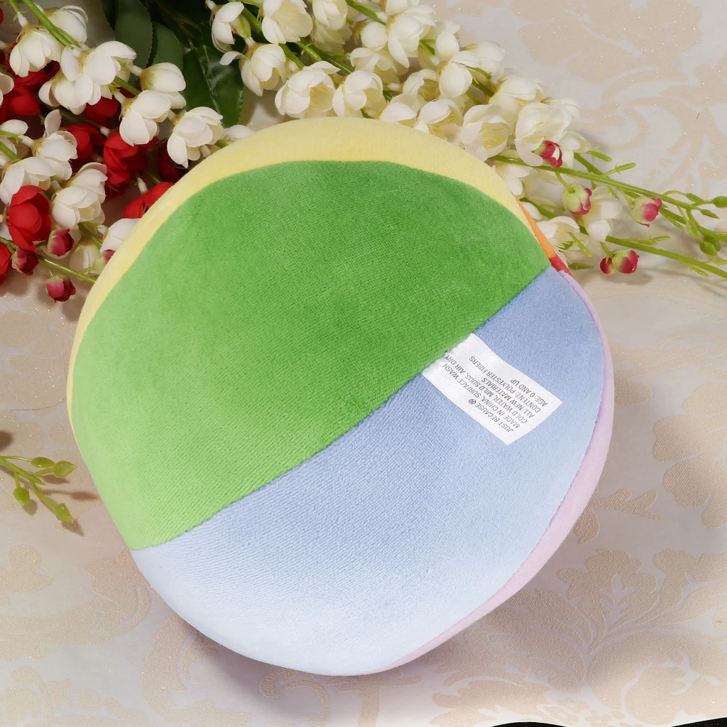Pelota de peluche colorida para aprendizaje temprano de bebé, suministros para masticar, rellenos de 13cm