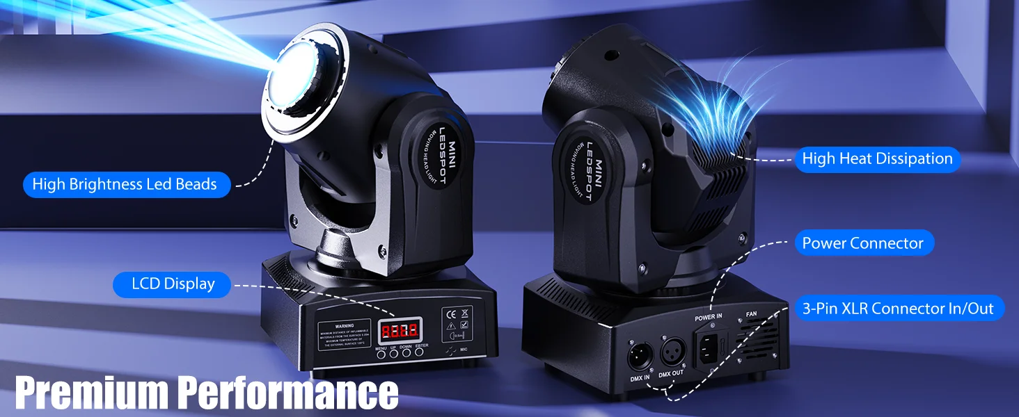 Yiflamefly 120W RGBW LED Moving Head Light mit 8 Gobos, 1/2-Halbfarbeffekt, Spot-Licht, DMX512 Bühnenbeleuchtung für DJ-Partys, KTV, Bars und Shows – Detail 4