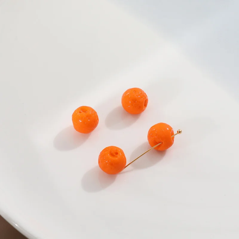Imported Czech Colored Glaze Orange Orange Fruit Glass Pendant DIY Handmade Hairpin Ornament Earrings Accessories Material 4pcs