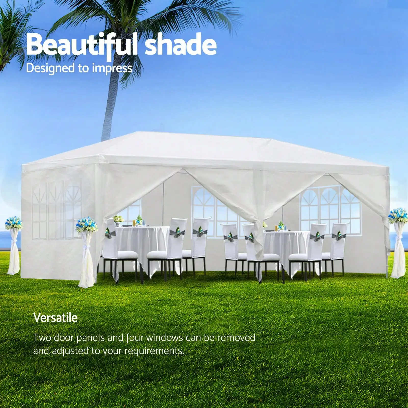 

10x20' Wedding Party BBQ Canopy Tent Outdoor Garden Gazebo With 6 Removable Sidewalls