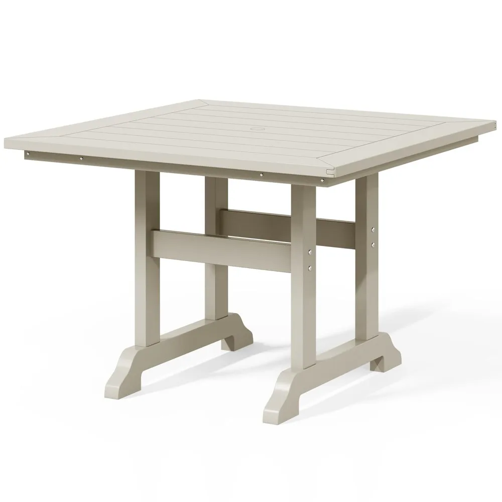 

Square Outdoor Dining Tables, 43'' Patio Table with Umbrella Hole for 4 Person, Balcony Outdoor Buffet Porch, Customized