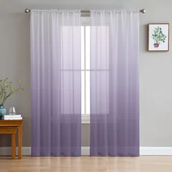 Purple Gradient Tulle in Sheer Curtains for Living Room Bedroom Kitchen Window Treatment Chiffon Curtain Blinds