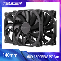 TEUCER 140mm 600-1500RPM High Performance Case Fan 4Pin PWM Intelligent Temperature Control Speed Regulation Chassis Fan PC Fans