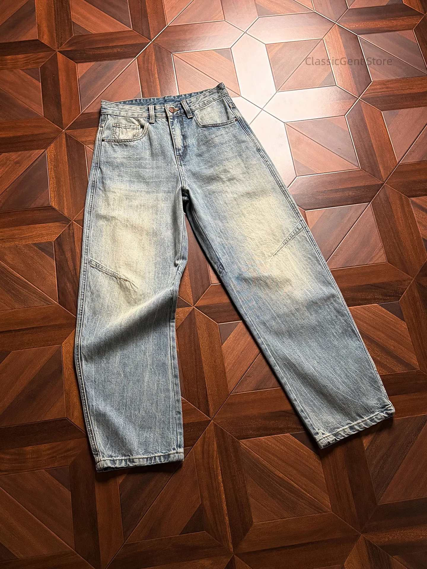 

New classic element reconstruction diagonal split line 10.5 ounces loose scimitar jeans