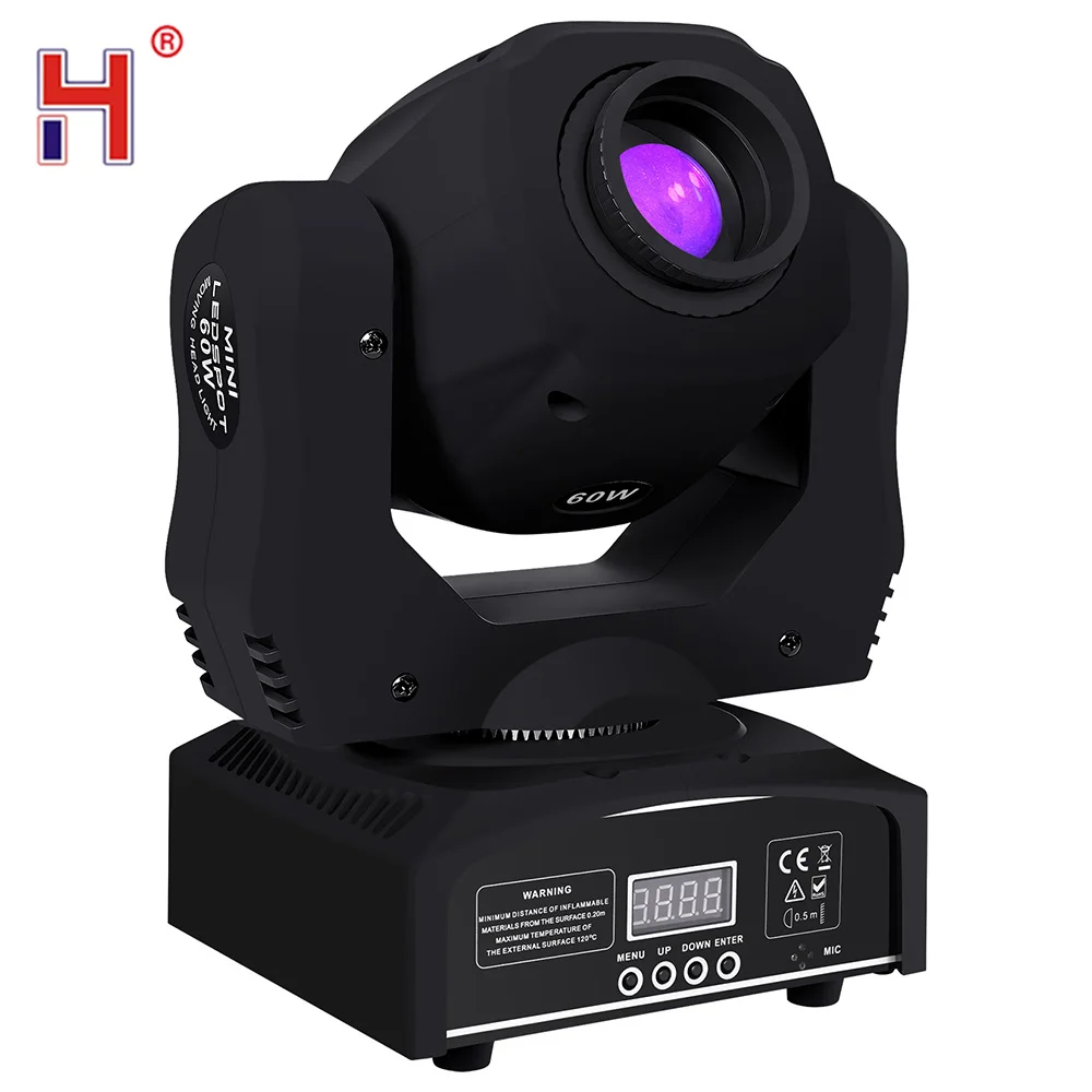 HongYi Moving Head DJ Lights 60W LED Mobile Heads 8 Gobos 8 Colors Spotlight DMX 512 With Sound Activated For Wedding DJ Party