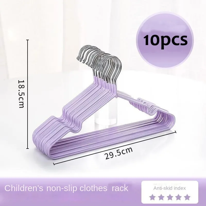 10PCS Packs Of Metal Baby Hangers Non-slip Rubber-coated Child Hangers For Toddler\'s Coat Pants Closet Tissue Hangers