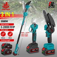 Brushless 3500W Electric Chainsaw Telescoping Pole 3 IN 1 Pruner High Branch Saw Garden Tree Pruning Tool For 21V 18V Battery