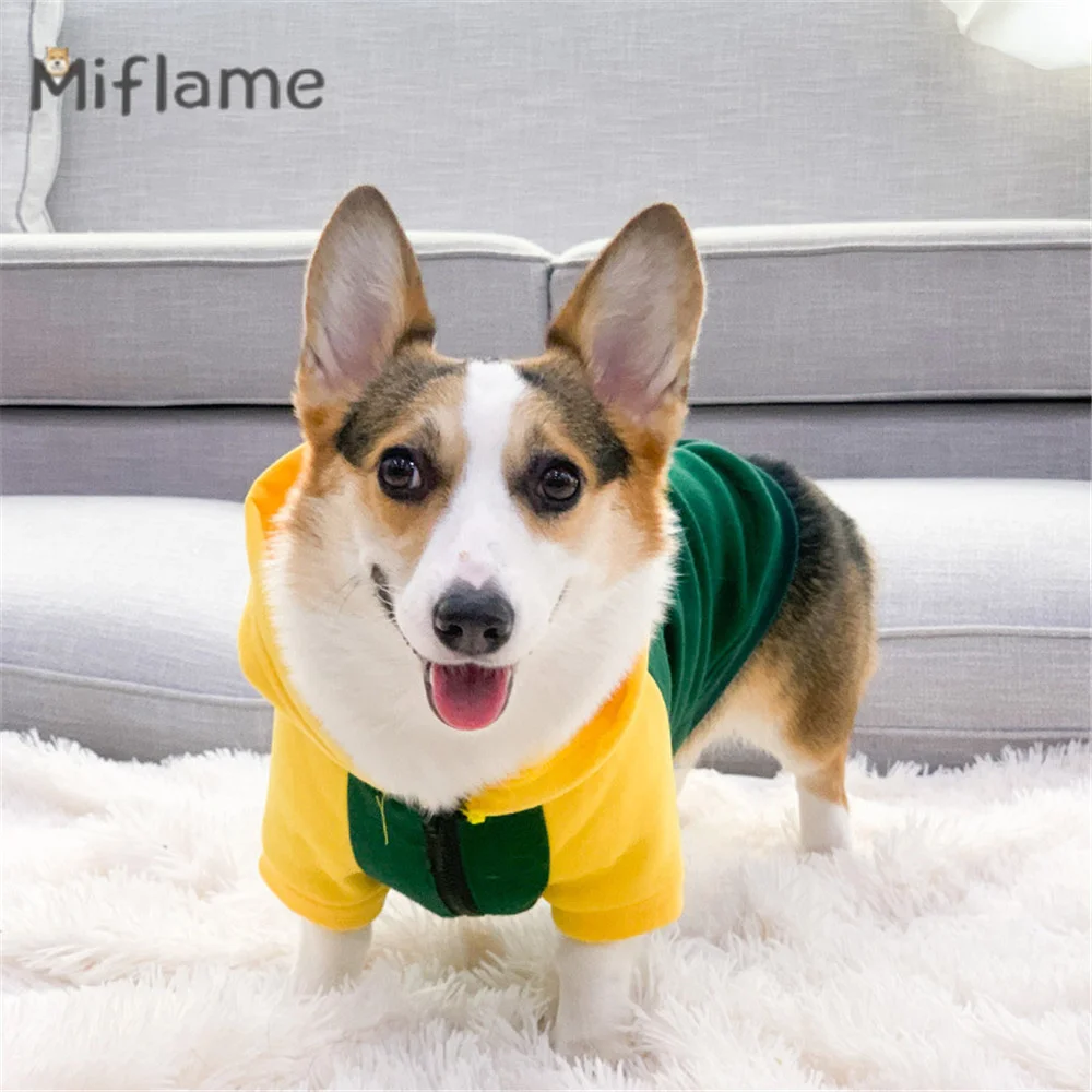 Miflame Spring Autumn Thin Small Medium Dogs Anti-hair Clothing Corgi Schnauzer French Bulldog Hoodie Pet Warm Sweater Coat