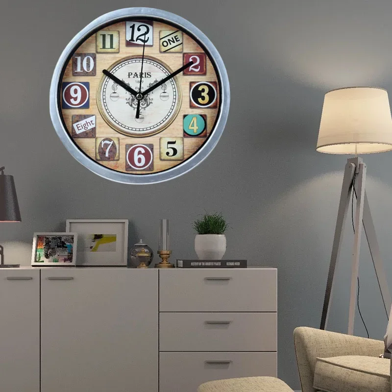 8 بوصة ريترو ستايل ساعة بسيطة ساعة حائط إبداعية كتم الصوت لا يدق على الحائط ساعة معلقة للمنزل والديكور ساعات الحديقة