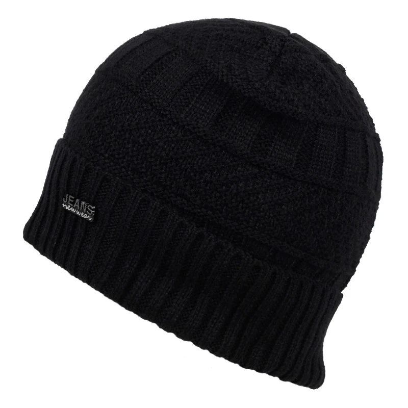 Unisex JEANS Label Beanies Hat Autumn and Winter Warm Knit Cap for Women Men Travel Vacation