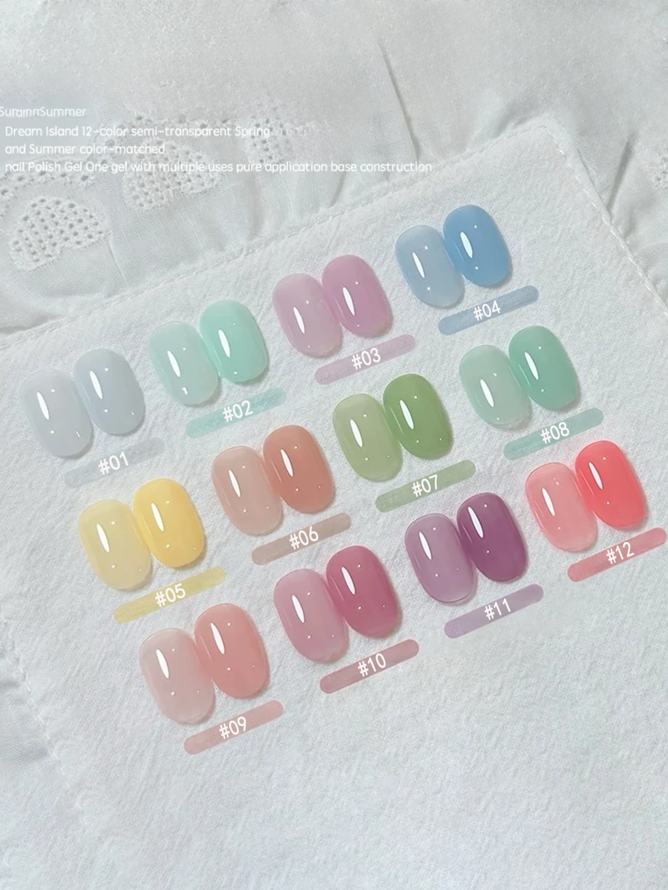 MIANEL 10ml 12 Colors Macaron Candy Tone UV Nail Gel, Soak Off Long Lasting Gel Polish, Professional Salon Nail Art