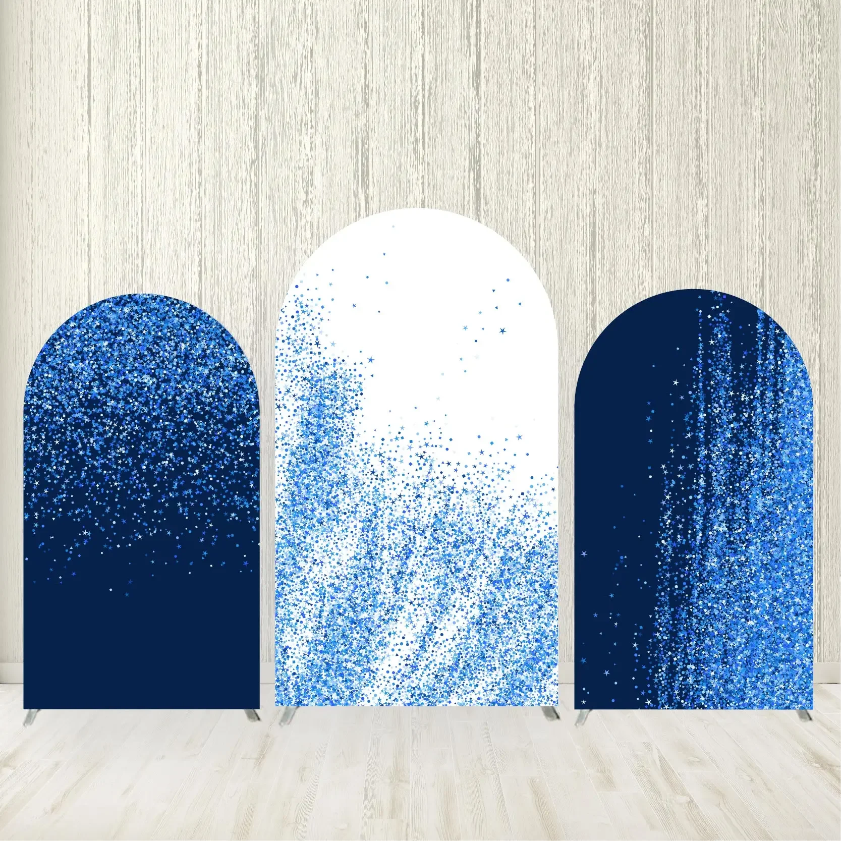 

Arched Covers Glitter Blue and White Design Birthday Party Backdrop Supplies Baby Shower Photo Shooting Background Balloon Decor