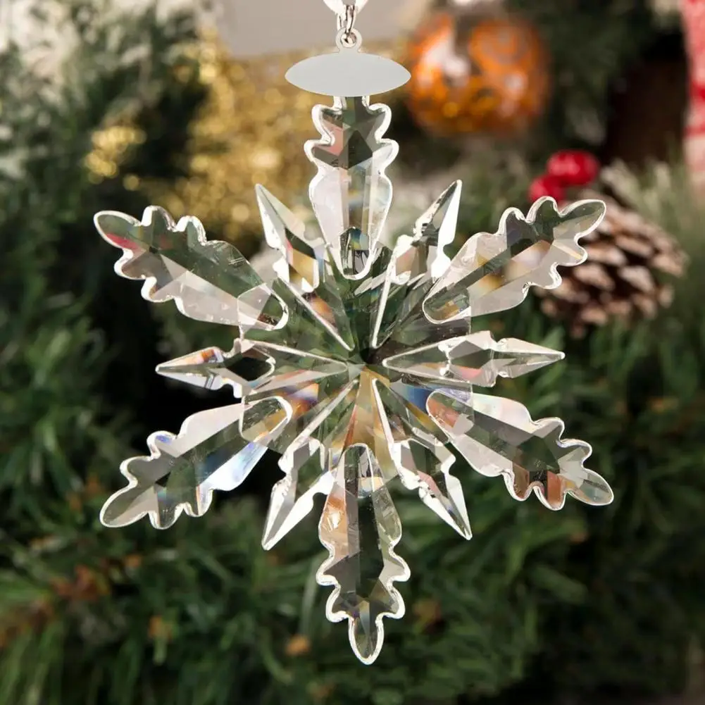 High-quality Ornament Set Sparkling Crystal Snowflake Ornaments for Christmas Tree Women's Earrings Festive Holiday Decor