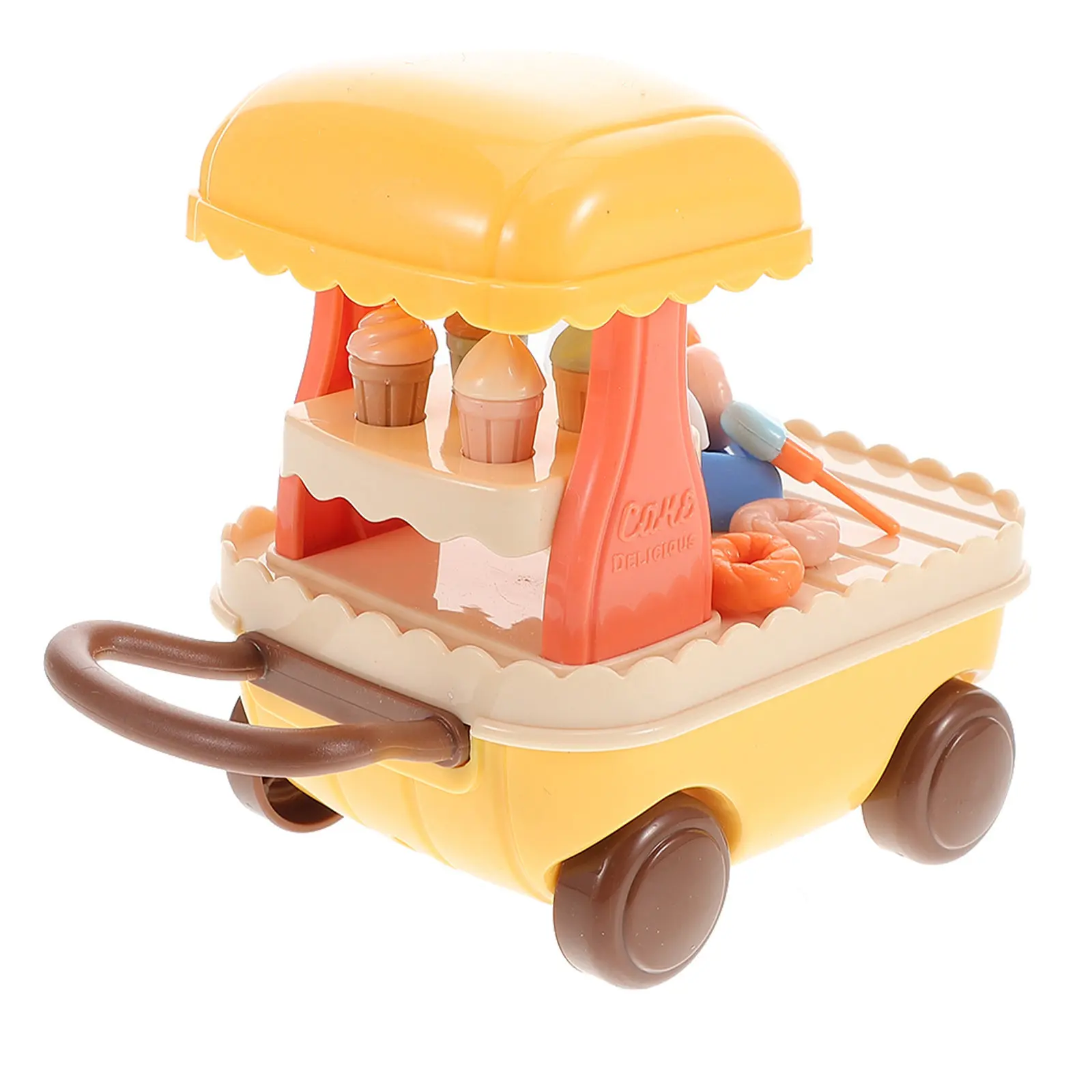 

1Set Interactive Ice Cream Cart Play Set Realistic Mini Ice Cream Truck for Kids Pretend Play Stand Playhouse