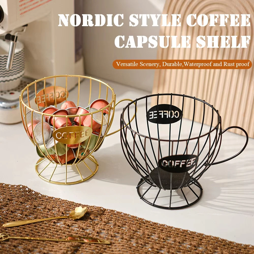 Kaffeepadhalter, Kapsel-Aufbewahrungsorganisator, Teetasse, Kaffeekapsel, Metall-Organizer für Küche, Esszimmer, Büro, Zuhause, Café