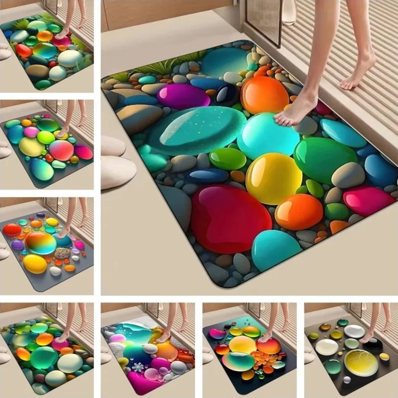 Colorful Pebbles Door Front Mat Decoration Home Bathroom Floor Mat