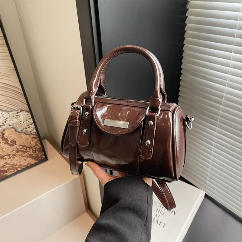 PU Solid 2025 New Product Western Style Handbag Zipper Trendy Fashion Shoulder Bag Soft High Beauty Versatile Crossbody Bag