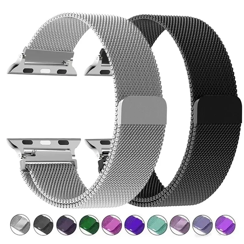 Milanese Loop Strap For Apple Watch Band 49mm 44mm 40mm 45mm 41mm Metal Stainless Steel Bracelet Iwatch Series 4 5 6 7 8 9 Ultra