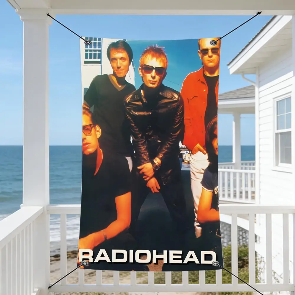 Band R-Radiohead Flags Cozy Home Flag 4 Grommets Anti-Wrinkle Waterproo  Indoor