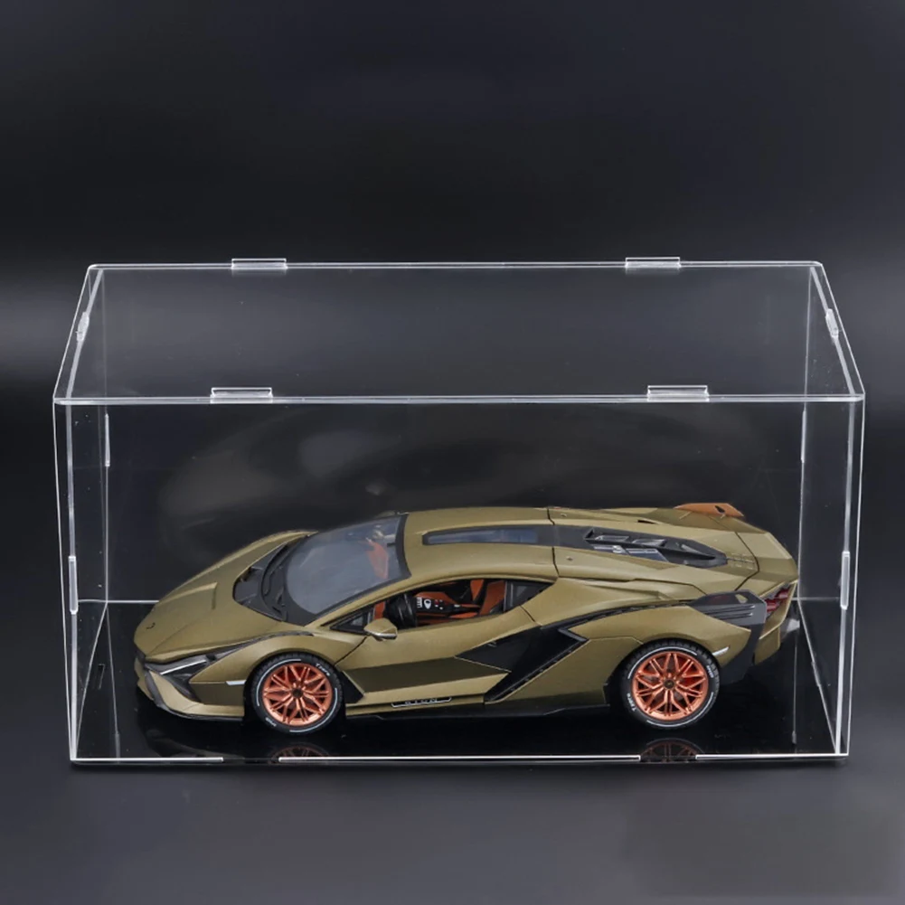 1 Transparent Display Cabinet Suitable for 1:18 Die-Cast Model Toy Car Dustproof Model Doll Storage Box 31X16X15.5cm