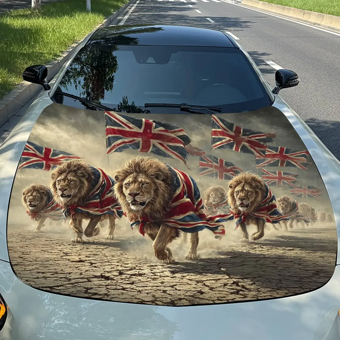 

A Group Of Male Lions Car Hood Stickers, Colorful Vinyl Stickers, Truck Patterns, Engine Hood Car Parts Decoration Stickers, Car