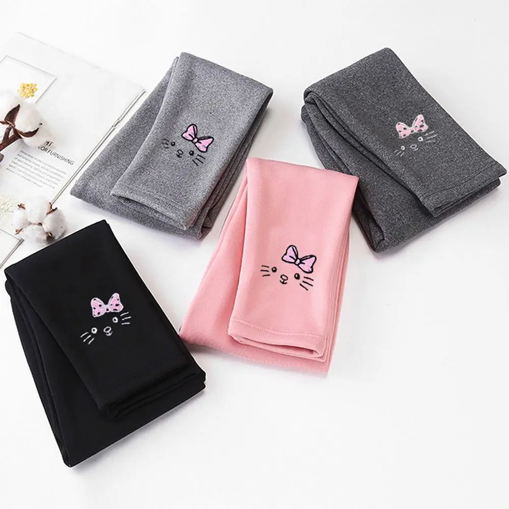 Fleece Legging Trousers Thick Bunny Embroideried Girls Lined Leggings Winter Warm Elastic Girls Thermal Leggings Girls Gift