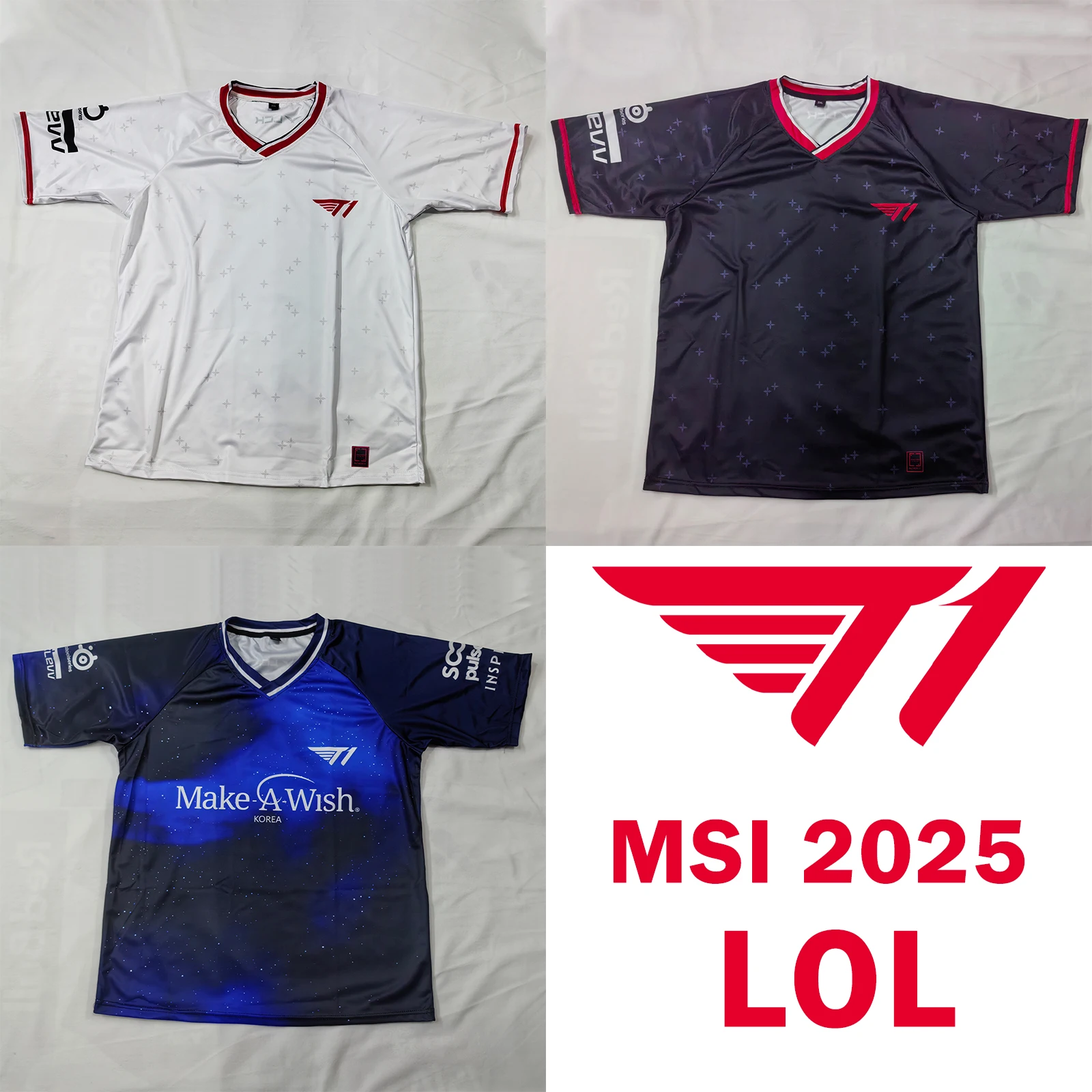 2025 Msi Skt T1 Uniform Jersey E-sports T-shirt Lol S15 Faker Men's T-shirt Sports Game 3d Children's Short Sleeve Top T-shirt