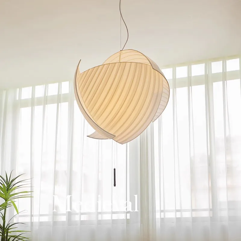 Wabi-sabi Silk-like Led Ceiling Chandelier Japan Living Room Ceiling Lamp Kitchen Bedroom Pendant Lights Home Decorations Lustre