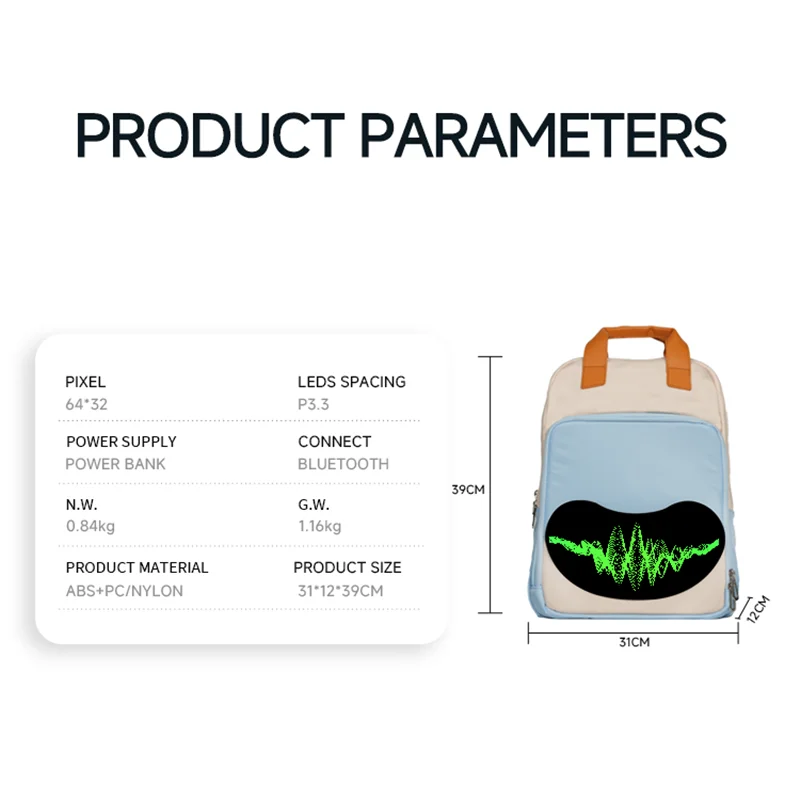 حقيبة ظهر بشاشة LED للنساء حقيبة ظهر متعددة الوسائط متعددة حقائب سفر يمكنك صنعها بنفسك حقيبة ظهر ذكية حقائب مدرسية حقائب ظهر عصرية حقيبة مدرسية مقاومة للماء