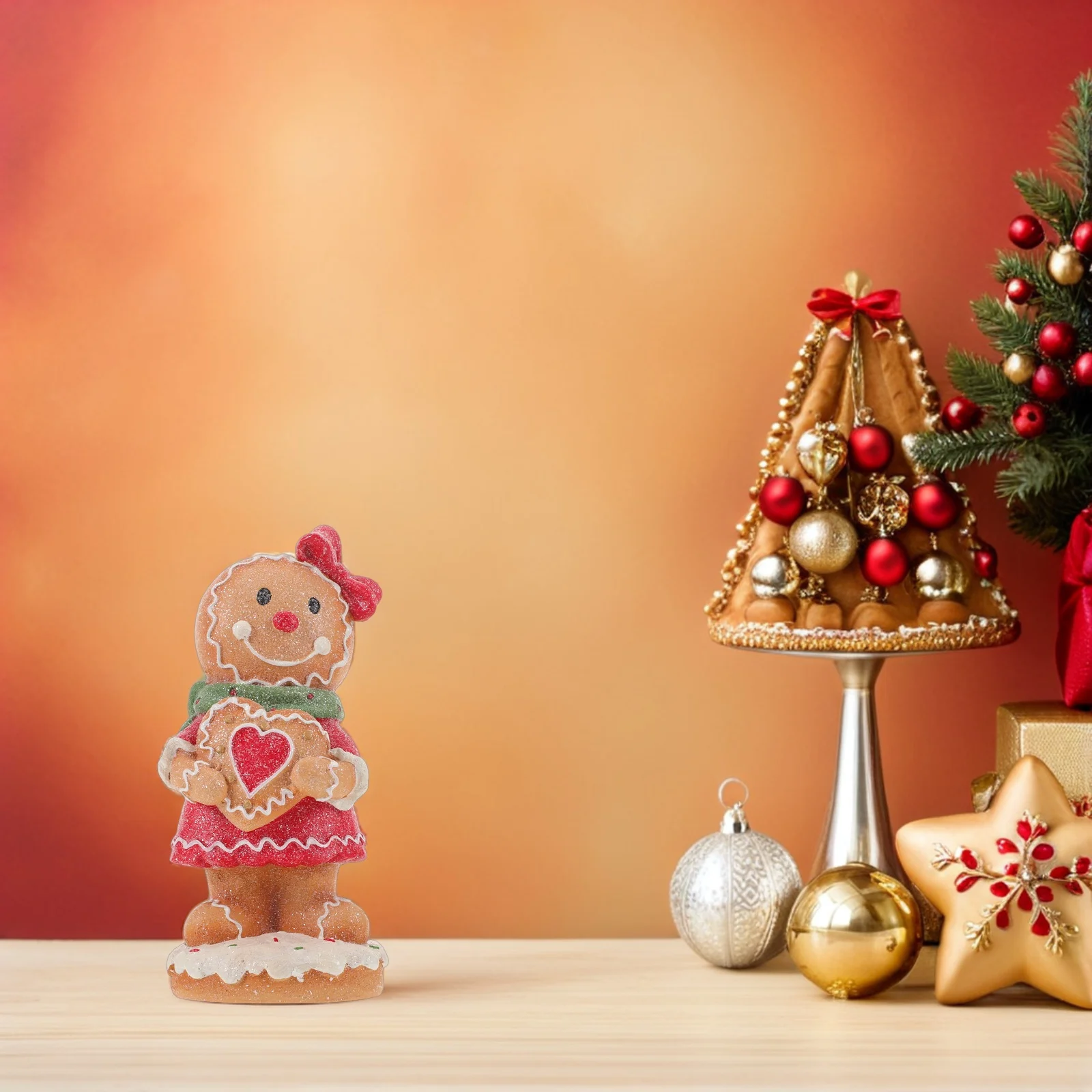 

Christmas Resin Gingerbread Man Ornament Tabletop Decoration Holiday Party Statue Winter Xmas Centerpiece Gingerbread Man Figure