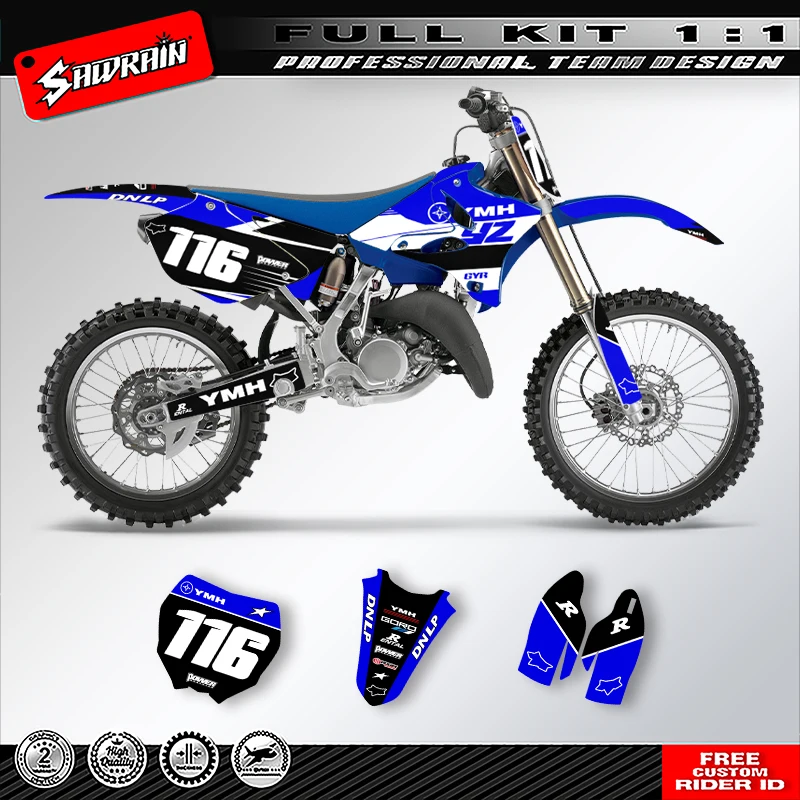

Sawrain Motorcycle Sticker Custom Team Graphics Decals Kit For YAMAHA YZ125-250 2002 2003 2004 2005 2006 -2014 009