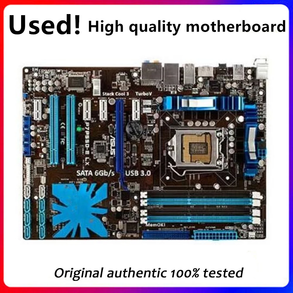 

For ASUS P7P55D-E LX Motherboard LGA 1156 DDR3 16GB For Intel P55 P7P55 Desktop Mainboard SATA II PCI-E X16 Used AMI BIOS