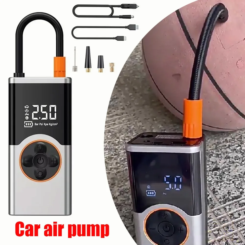 

Mini Car Air Pump 100W Tire Inflator With LED Emergency Light Digital Pressure Gauge Auto Shutoff Portable Digital Tire Inflator