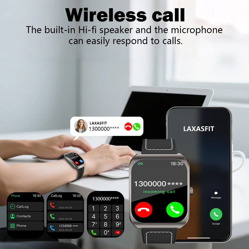 2025 جديد شاشة منحنية ساعة ذكية مساعد صوتي بلوتوث دعوة الرياضة عداد الخطى لنظام أندرويد IOS رجل امرأة Smartwatch