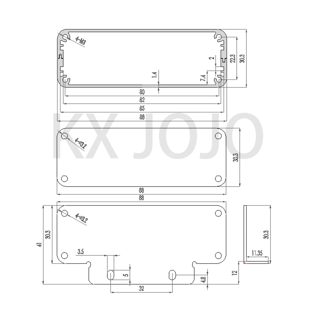 Aluminum Enclosure 88*30*120/130mm Silver/Black Waterproof Box Split Type Cooling Case Electronic  DIY Power Housing Instrument