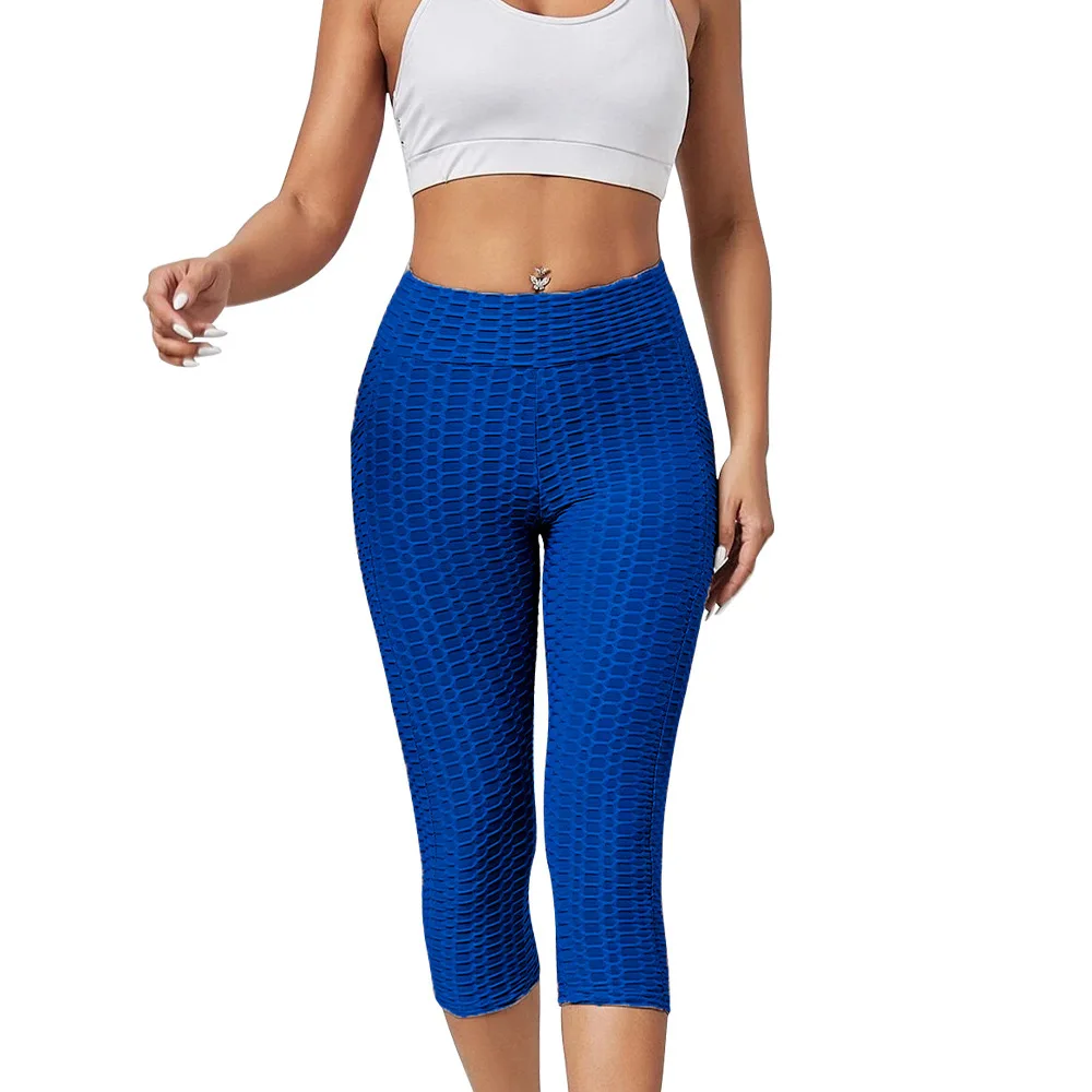 High Elastic Jacquard Bubble Yoga Pants Women Slimming Fitness Leggings Workout Running Sport Gym Activewear Compression