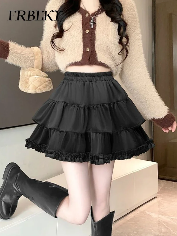 Summer New White Cake Skirt High Waist Mini Thin A-line Skirt Pleated Fluffy Bustle Dresses Y2k Woman Clothing Korean Fashion