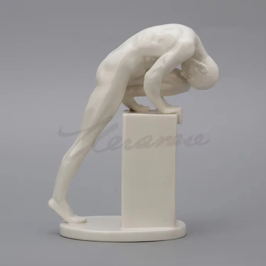 Creative Ceramic Nude Male Sculpture Decor Naked Body Art Statue Crossed Man Figurine Nordic Office Home Decoration Crafts Gift